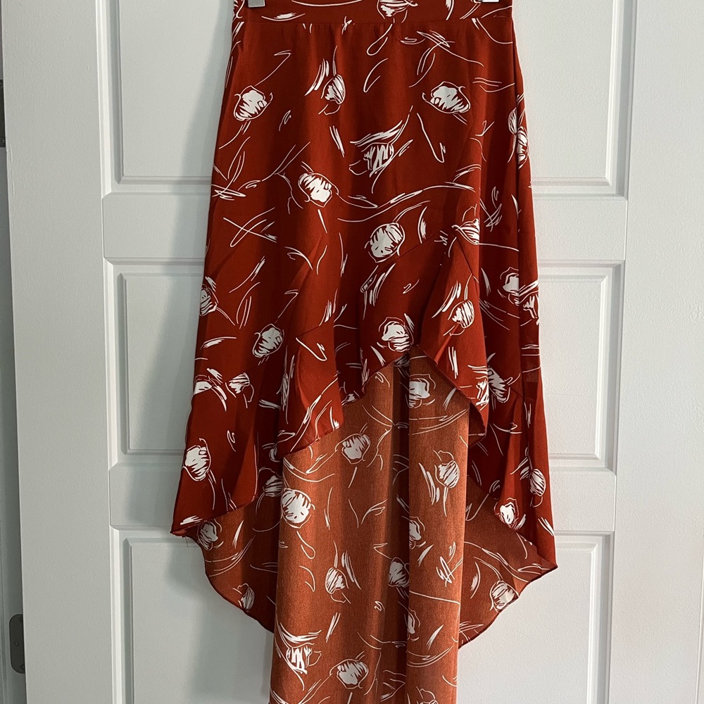 Reddish/Brown High-Low Maxi Skirt for Casual Occasions